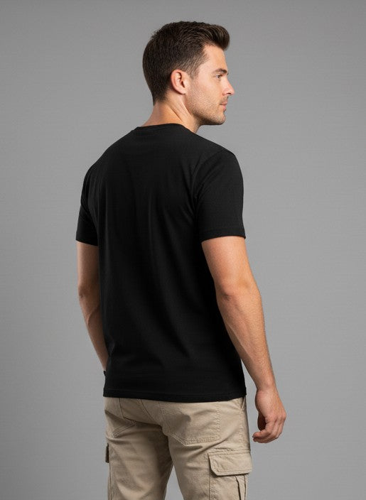 Men Printed Black Cotton Tshirt