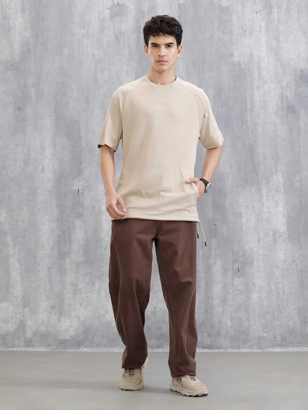Raglan Sleeve Patch Pocket T-Shirt | Beige
