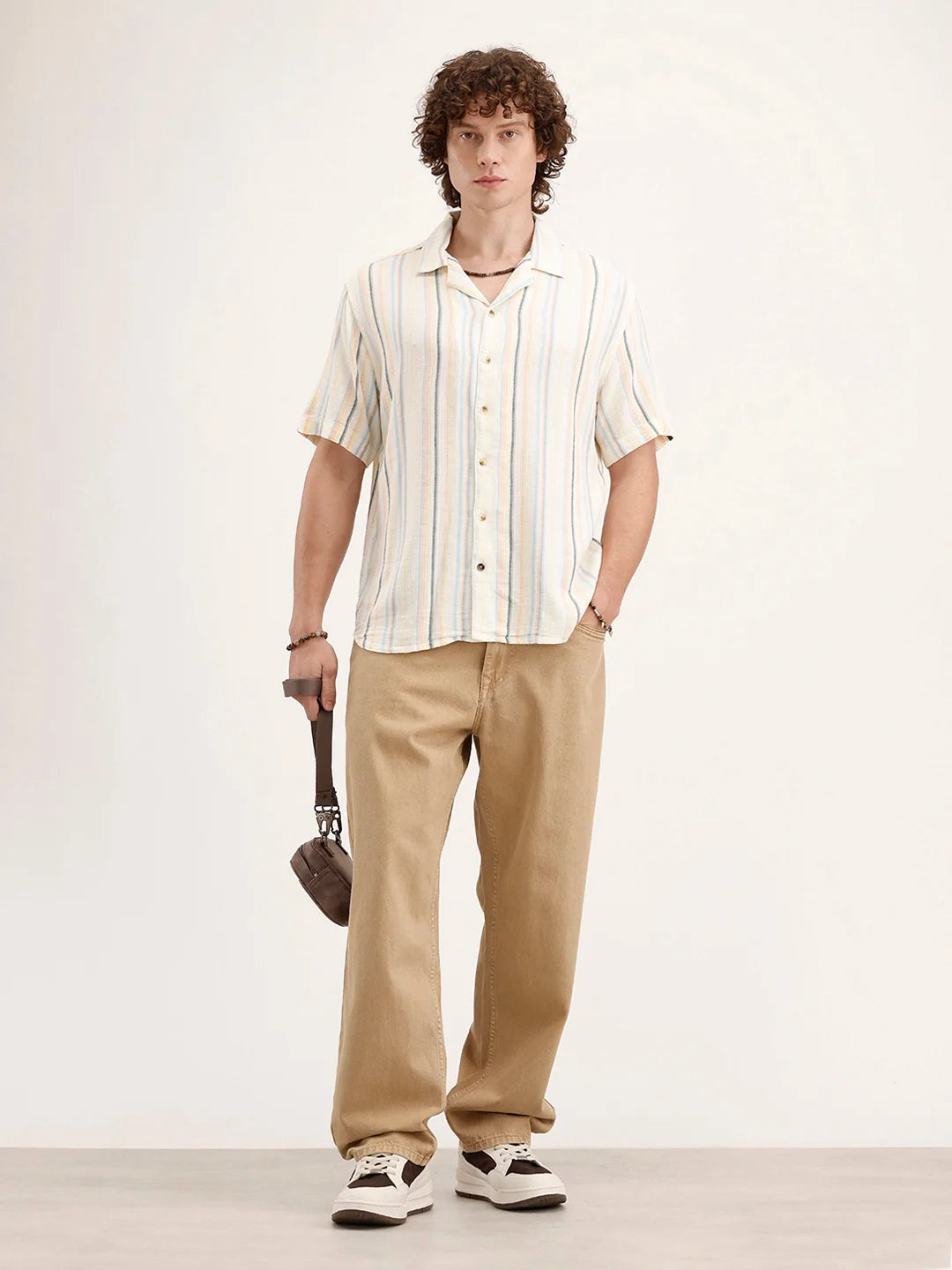 Resort Collar Striped Shirt | Off White