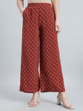 Red Woven Viscose Printed Palazzo
