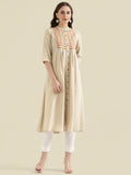 Floral Vine Embroidered Yoke A-Line Long Kurta