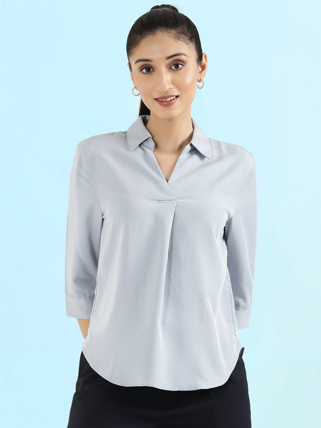 Rayon Polo Collar Top