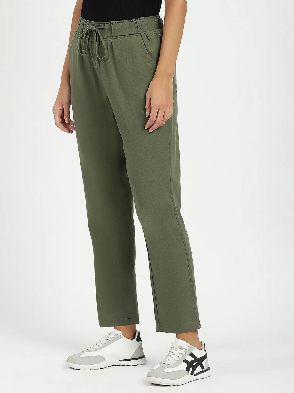 Olive Regular Fit Cotton Lower
