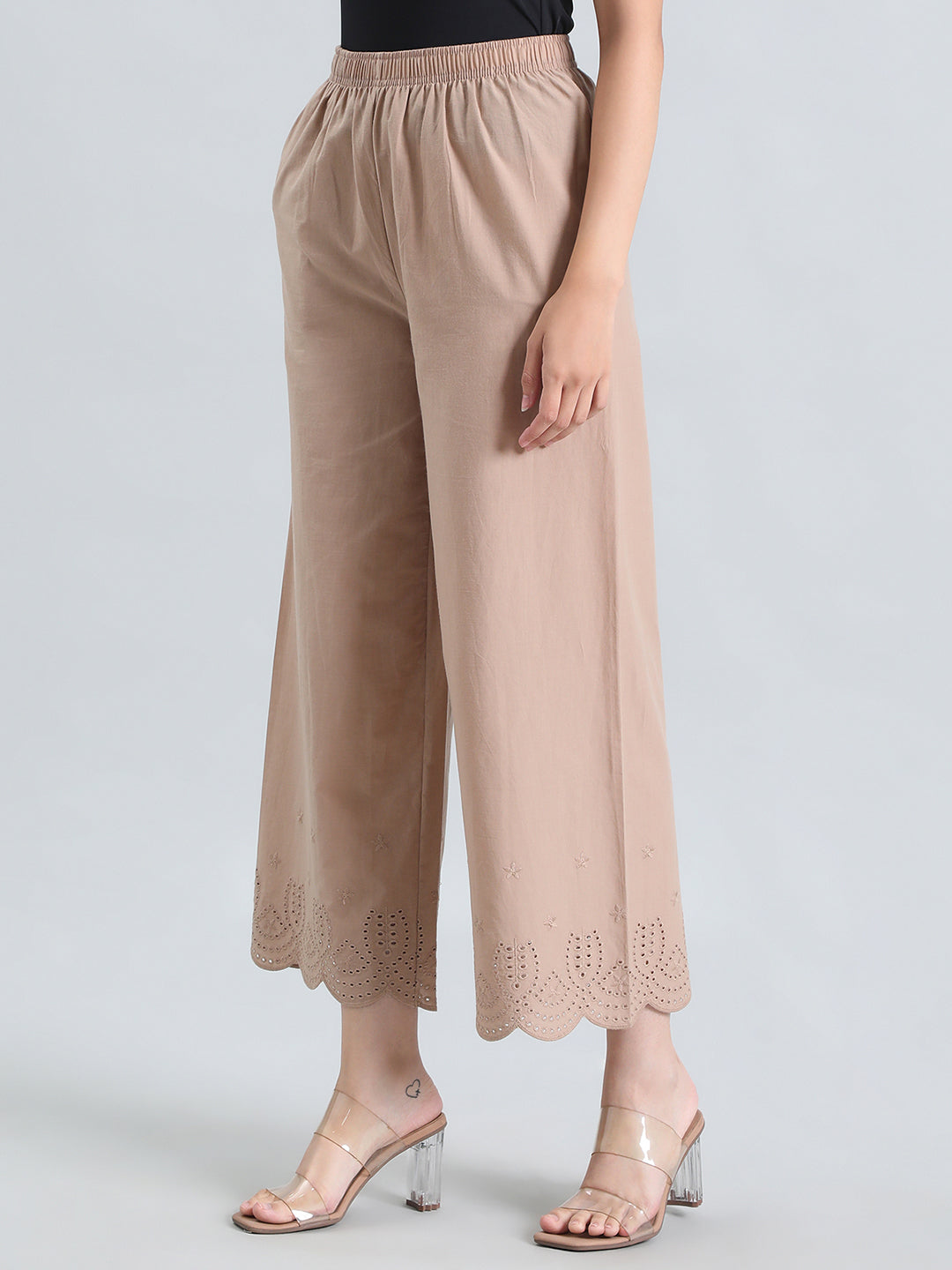 Beige Cotton Hakoba Palazzo