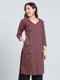 Cotton Ajrakh Medallion Print Straight Kurta