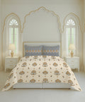 Home Essential Royal Bloom Queen Bedsheet Set, Lindon Grey| 144TC Cotton| 2 Pillow Covers