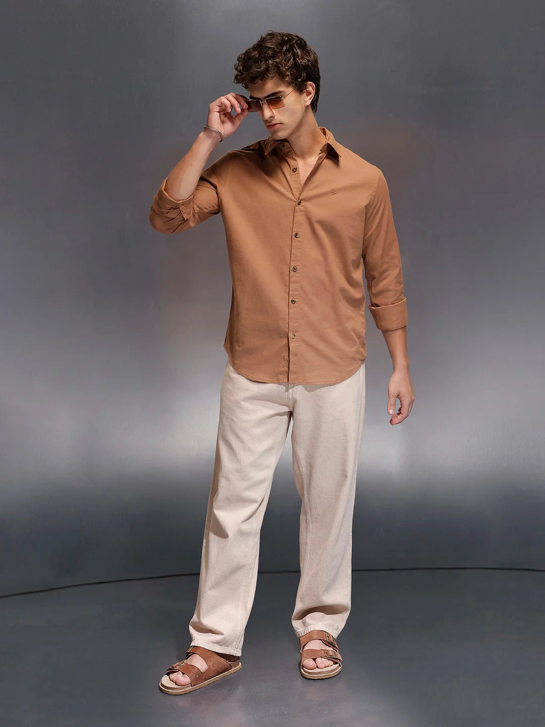 Men's Slim Fit Casual Shirt  |  Rust
