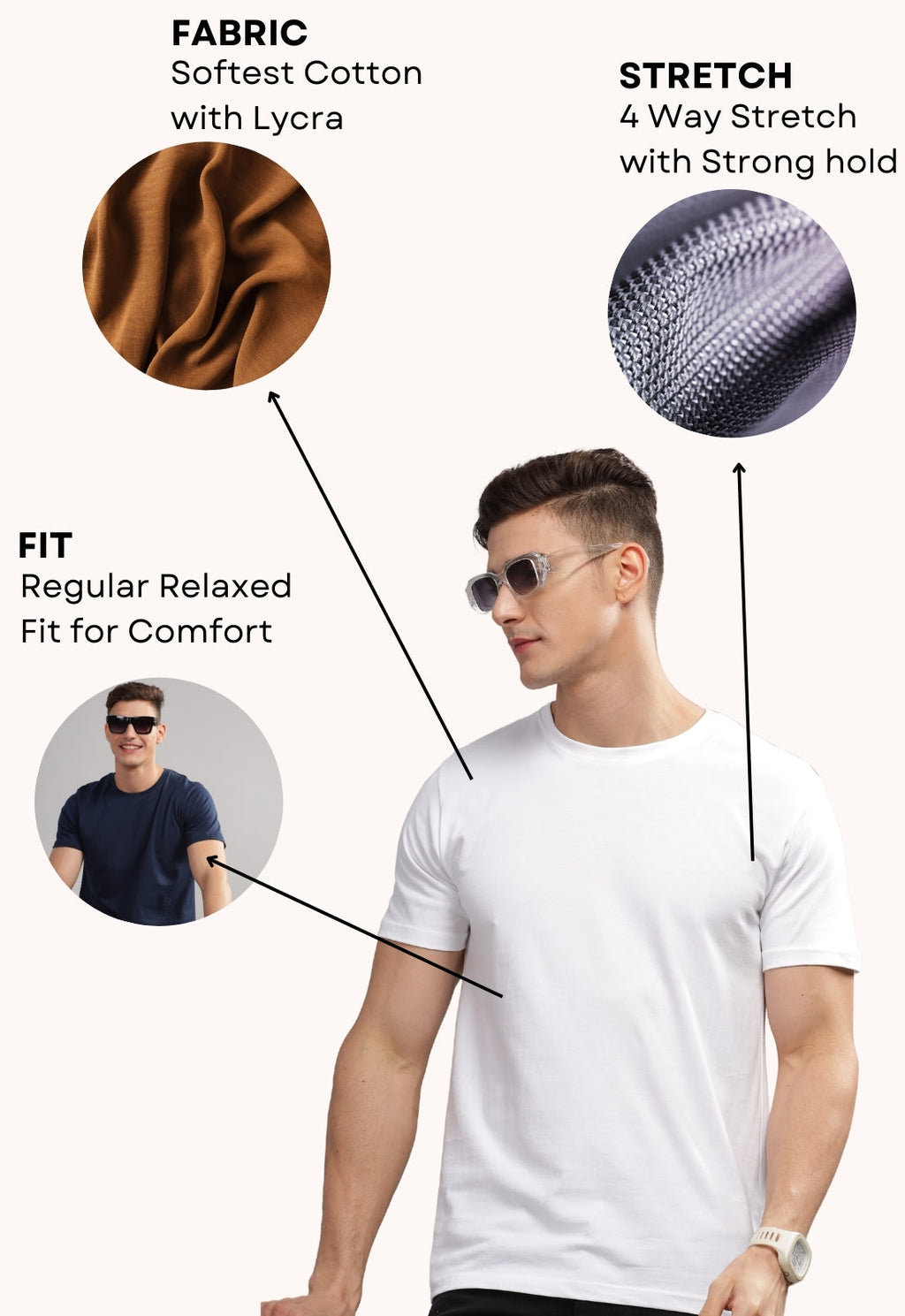 Men Navy Blue Round Neck T Shirt