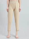 Light Beige 100% Cotton Lace Pencil Pant