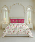 Home Essential Royal Bloom Queen Bedsheet Set, Gilded Dream Pink| 144TC Cotton| 2 Pillow Covers