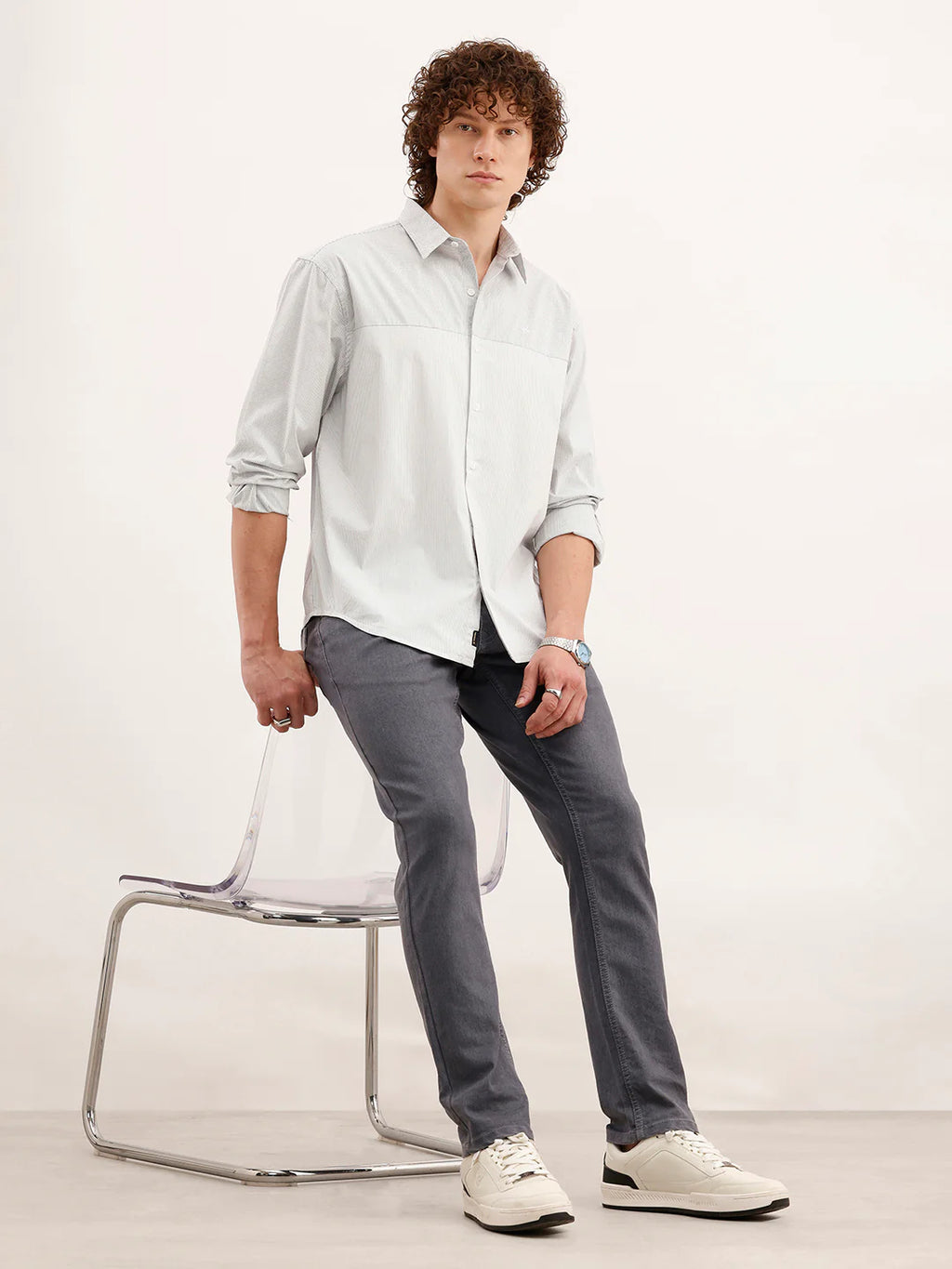 Comfort Fit Cut & Sew Shirt  | Grey