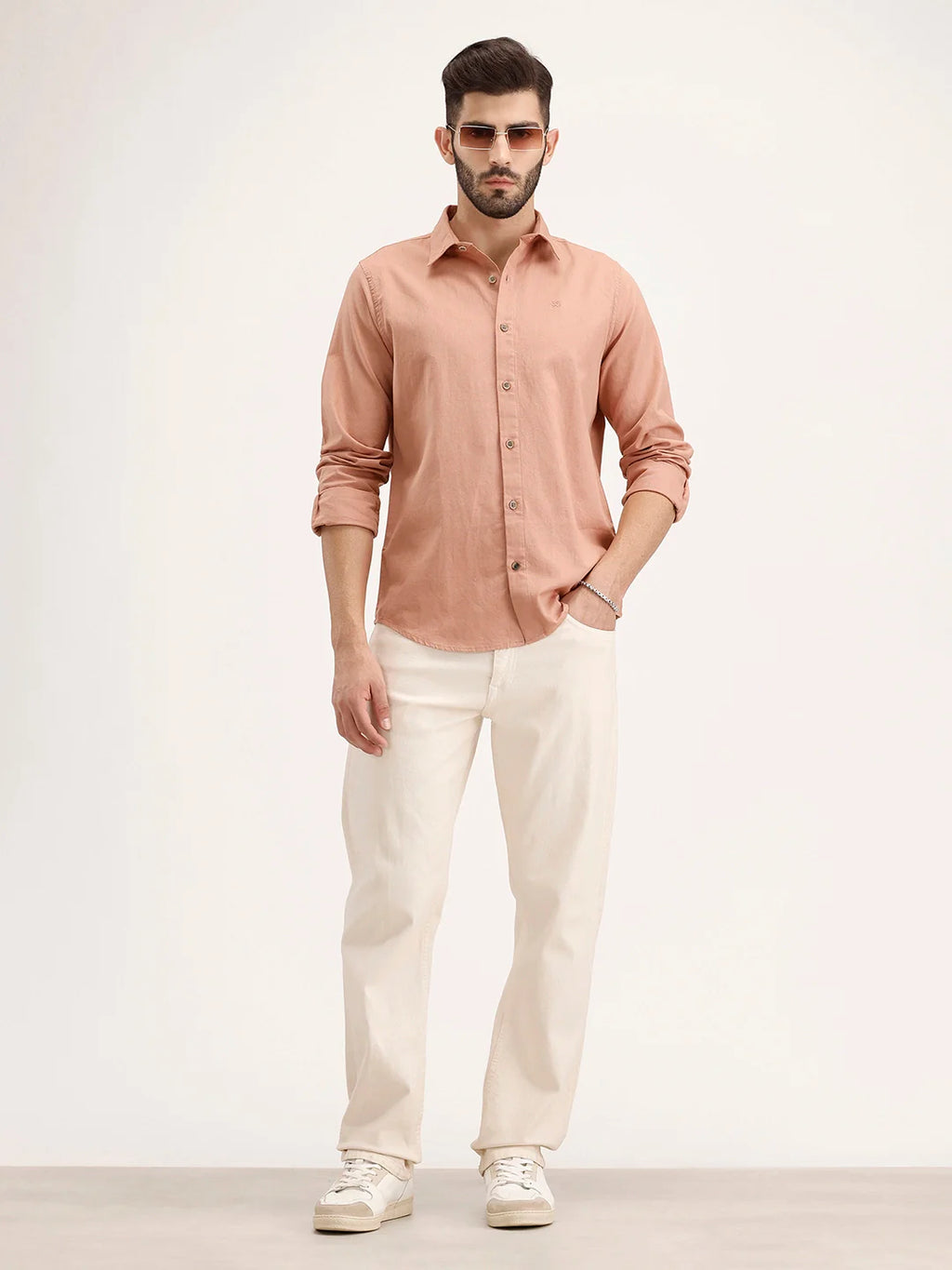 Regular Fit Linen Blend Shirt | Light Brown
