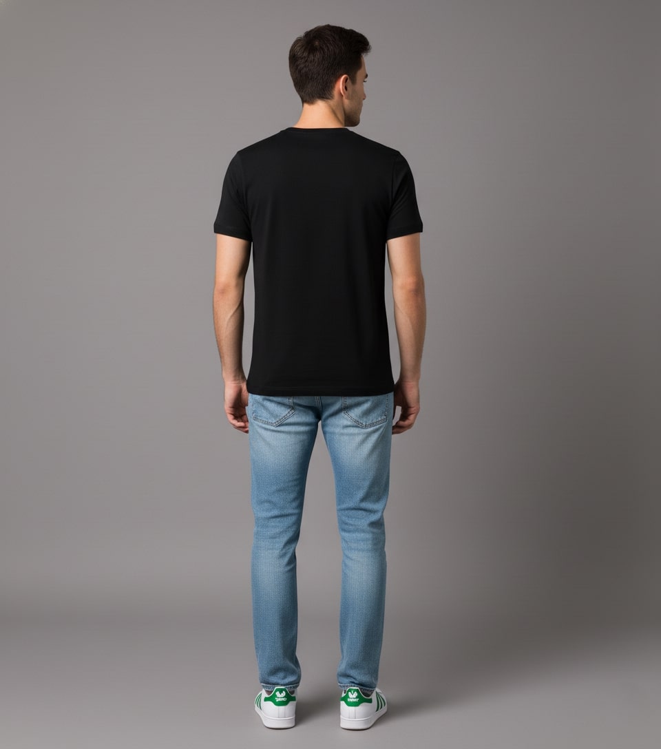 Men Printed Black Cotton Tshirt