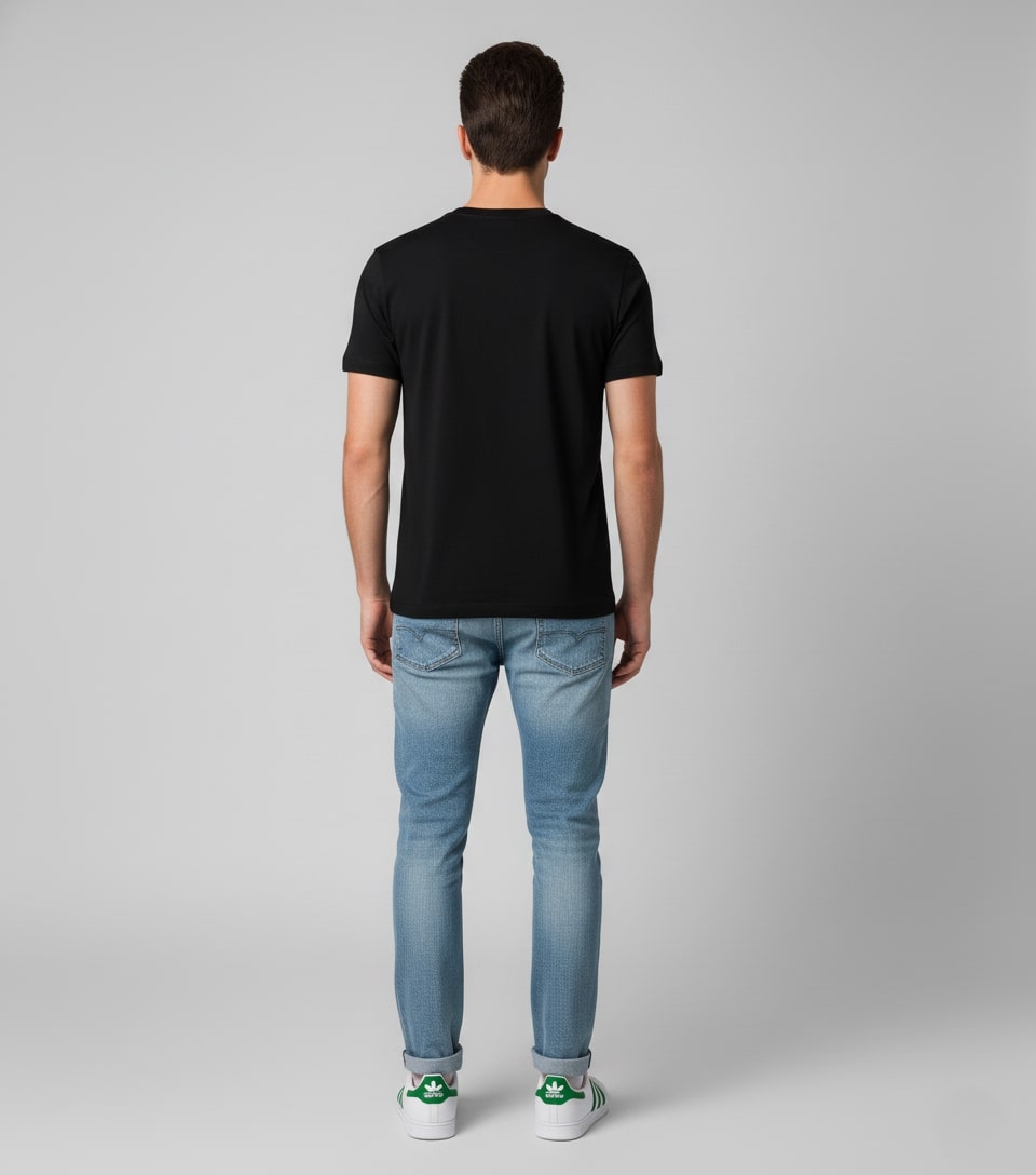 Men Printed Black Cotton Tshirt