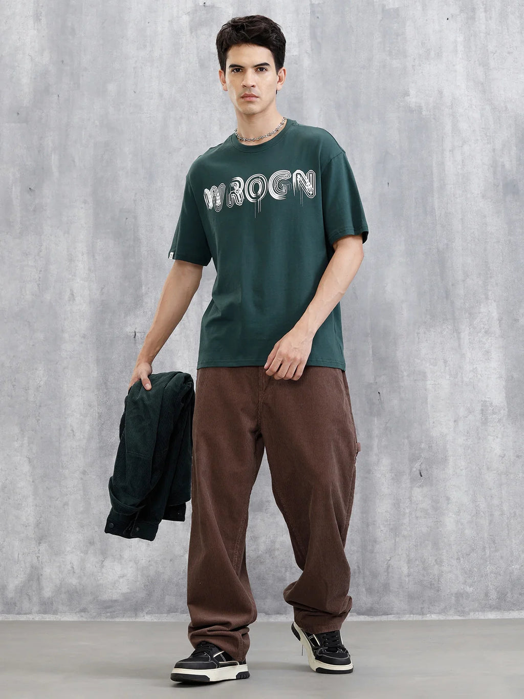Typography Graphic Printed T-Shirt | Green