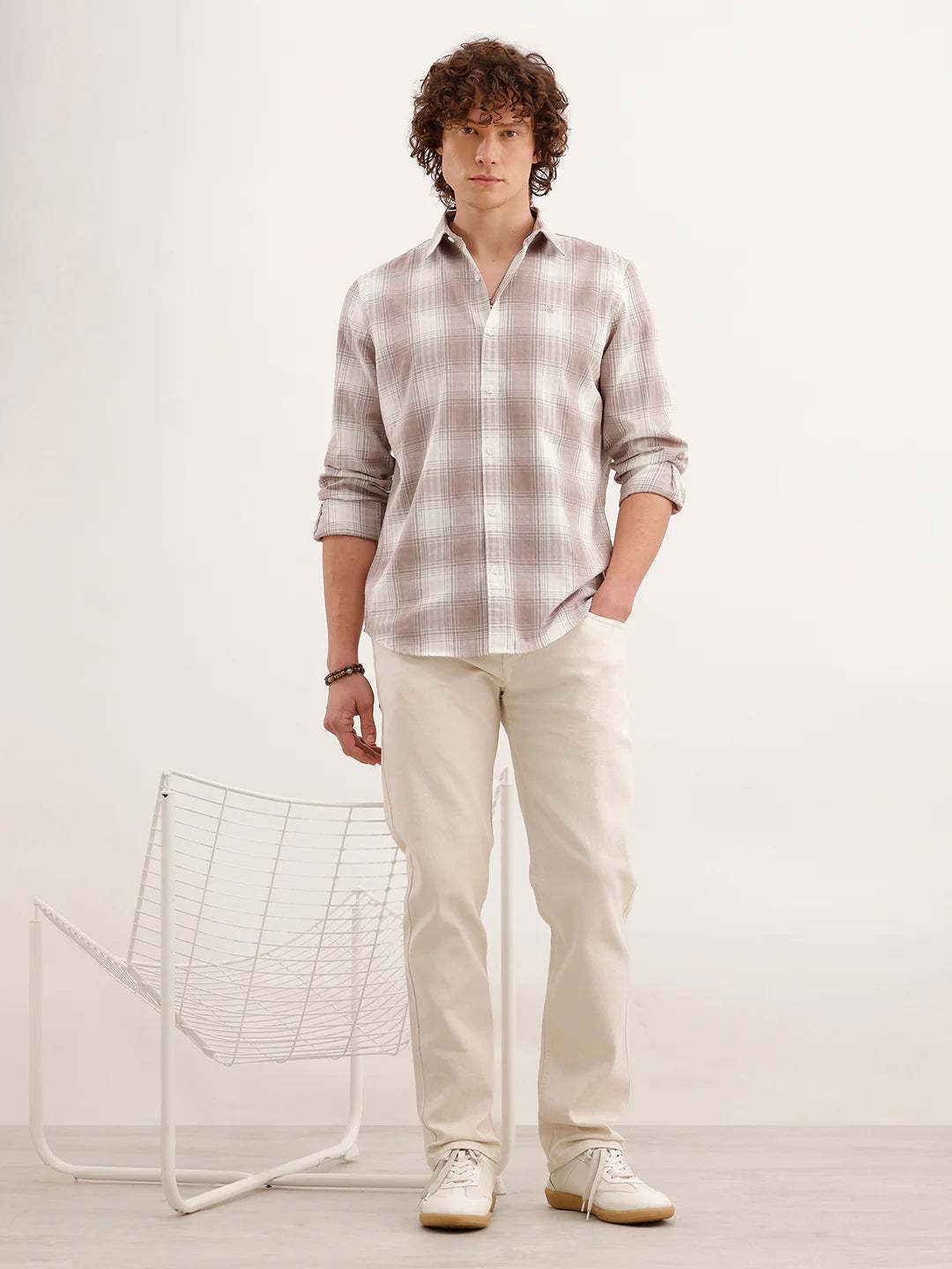 Slim Fit Checkered Shirt  | Brown