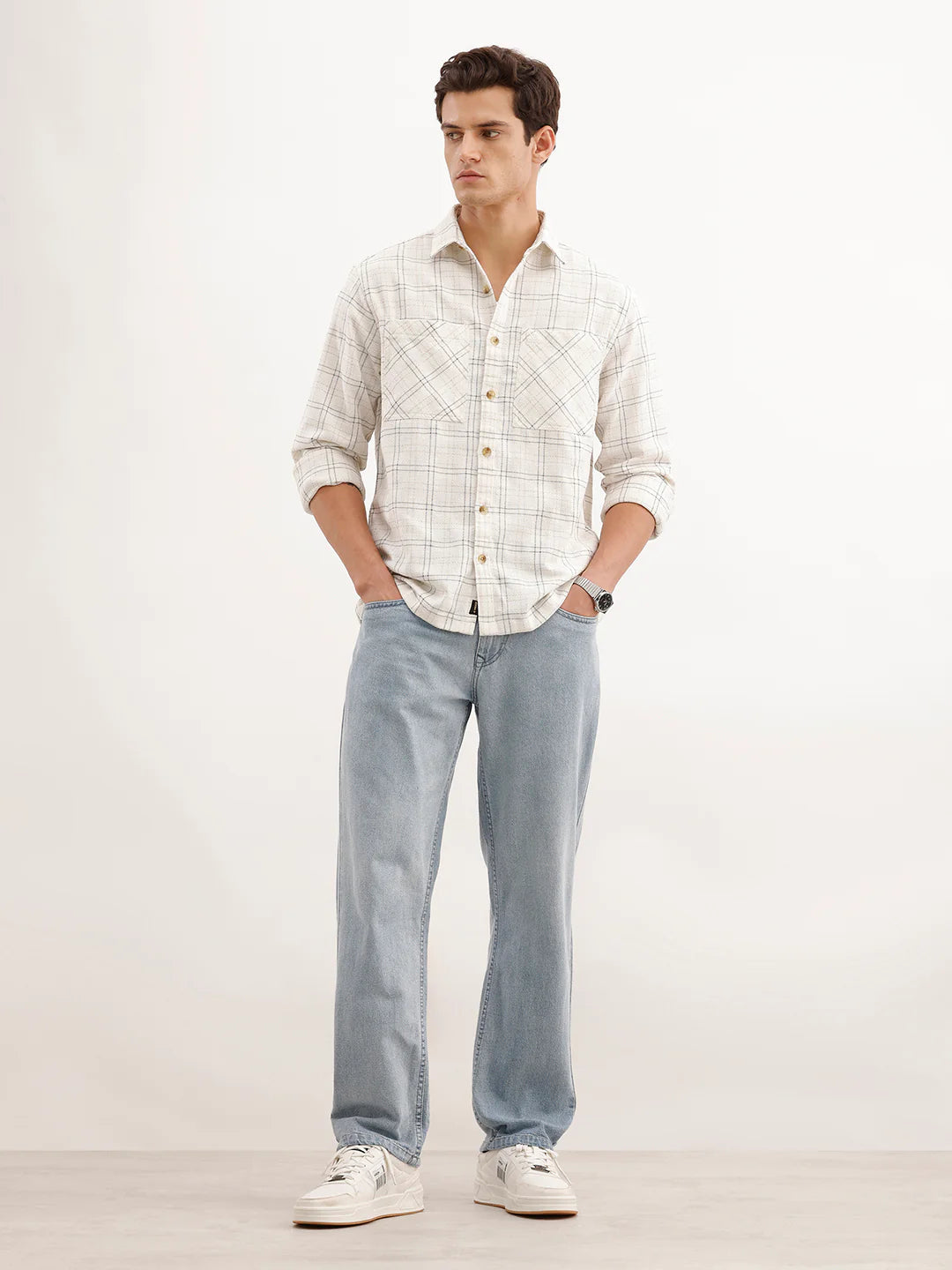Comfort Fit Textured Shirt  | Off White