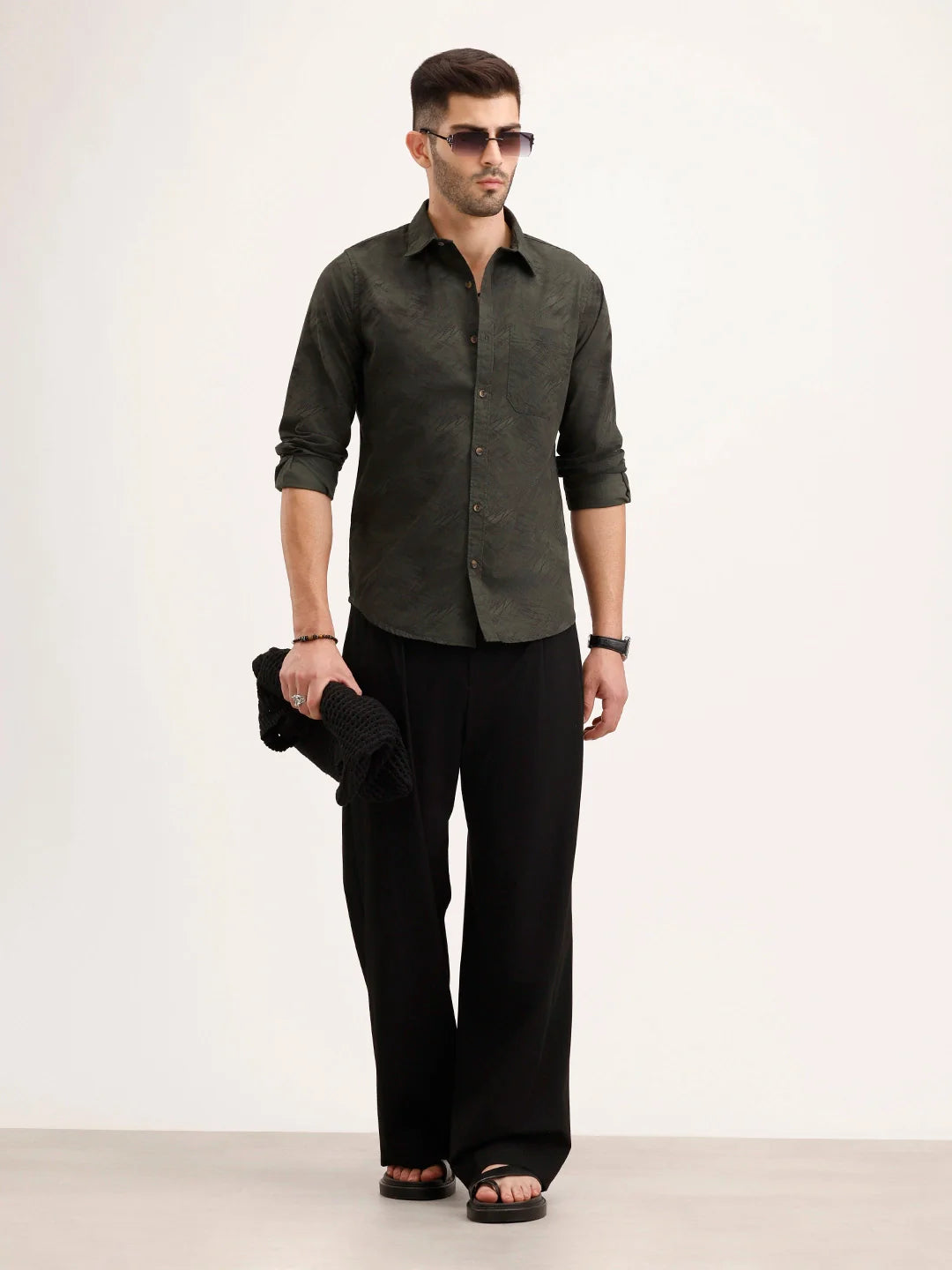 Regular Fit Full Sleeve AOP Shirt | Green