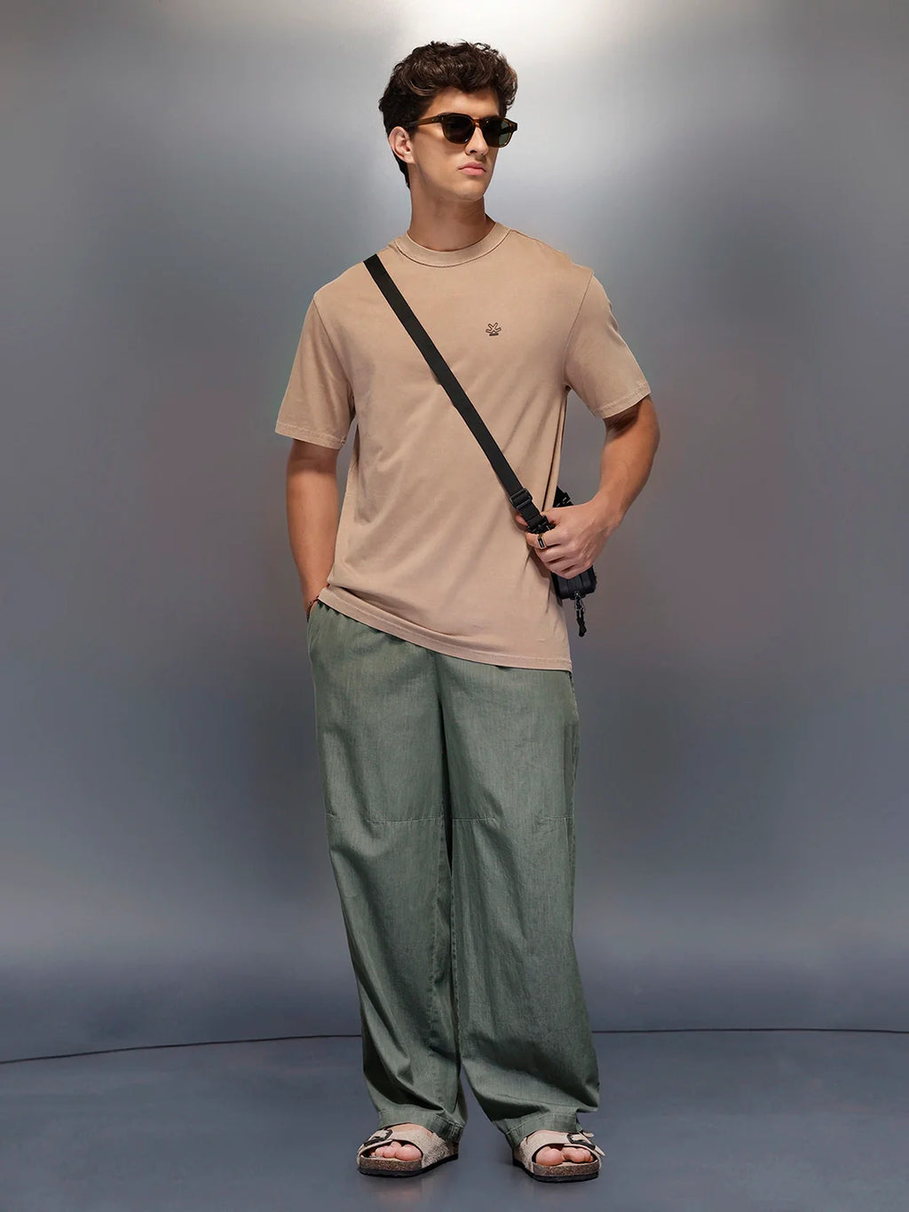 Solid Oversized T-Shirt   |  Beige