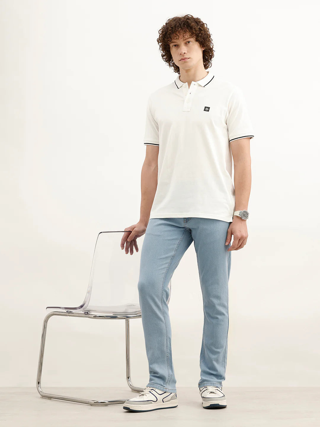Solid Slim Fit Denim Jeans | Light Blue