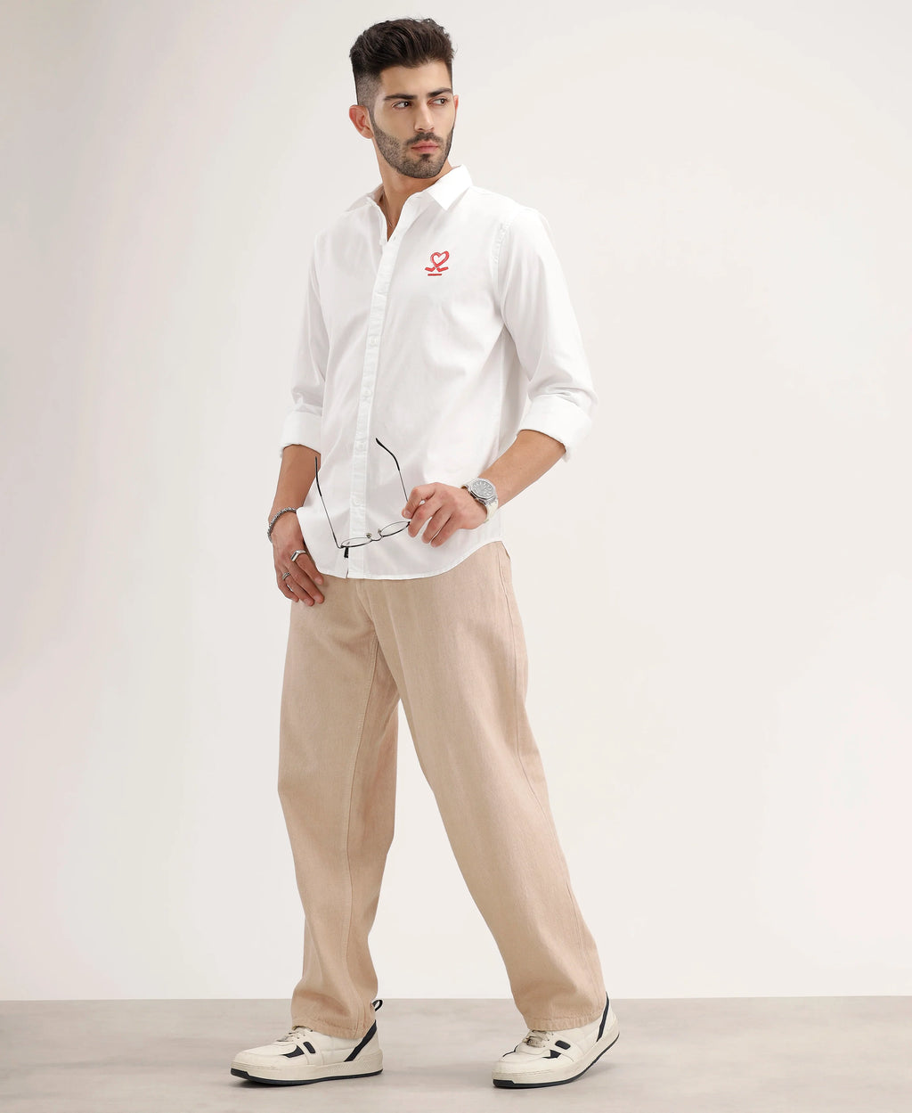 Slim Fit Placement Printed Shirt | White