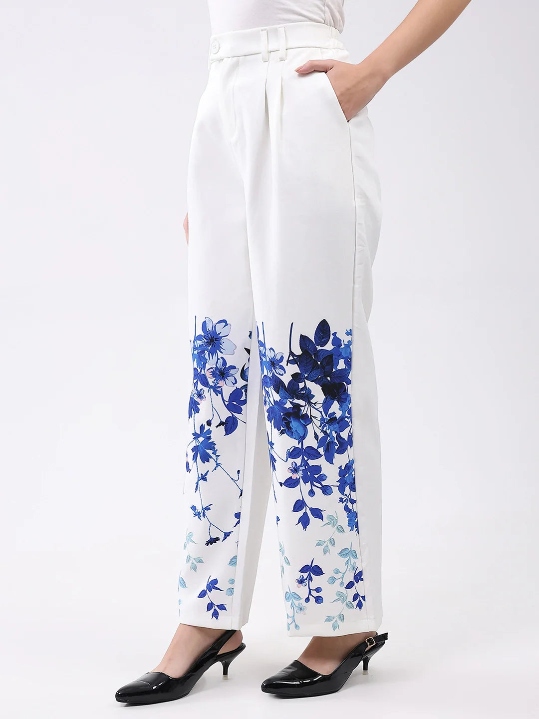 Elegant Floral Straight-Fit Trousers