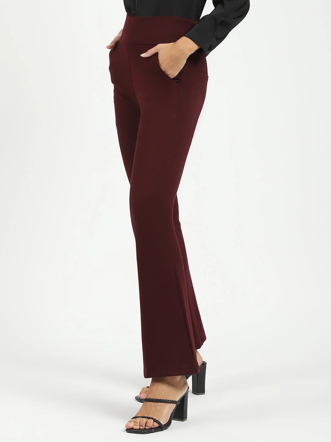 Burgundy Stretchable Bootcut Trouser