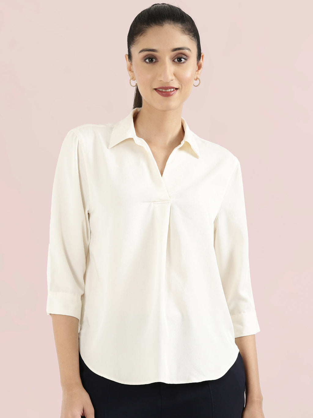 Rayon Polo Collar Top