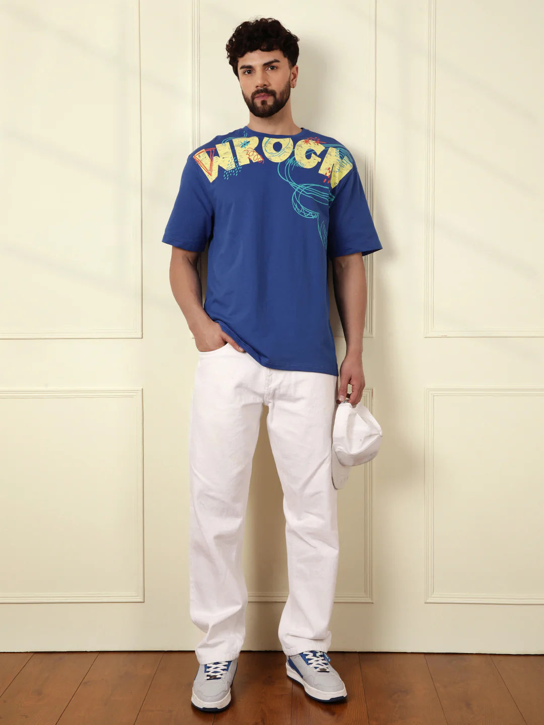 Heavy GSM Placement Print T-Shirt | Blue