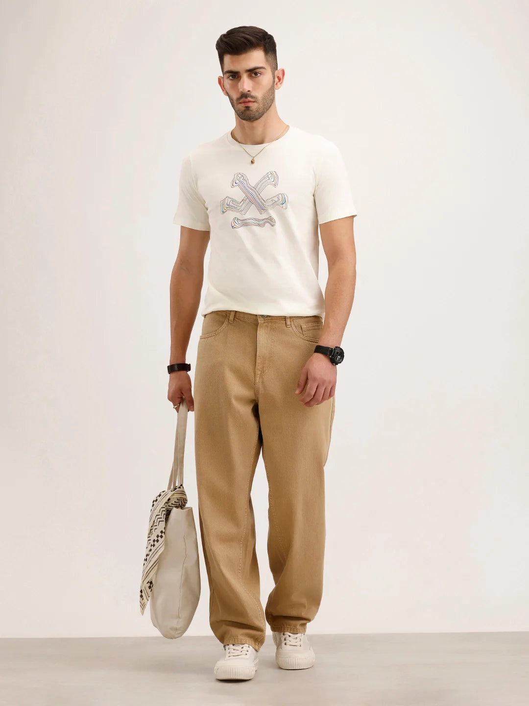 Slim Fit Placement Printed T-Shirt | Off White