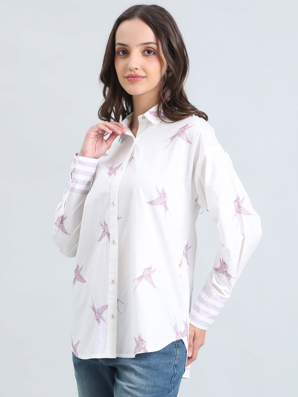 Cotton Embroidered Oversized Shirt
