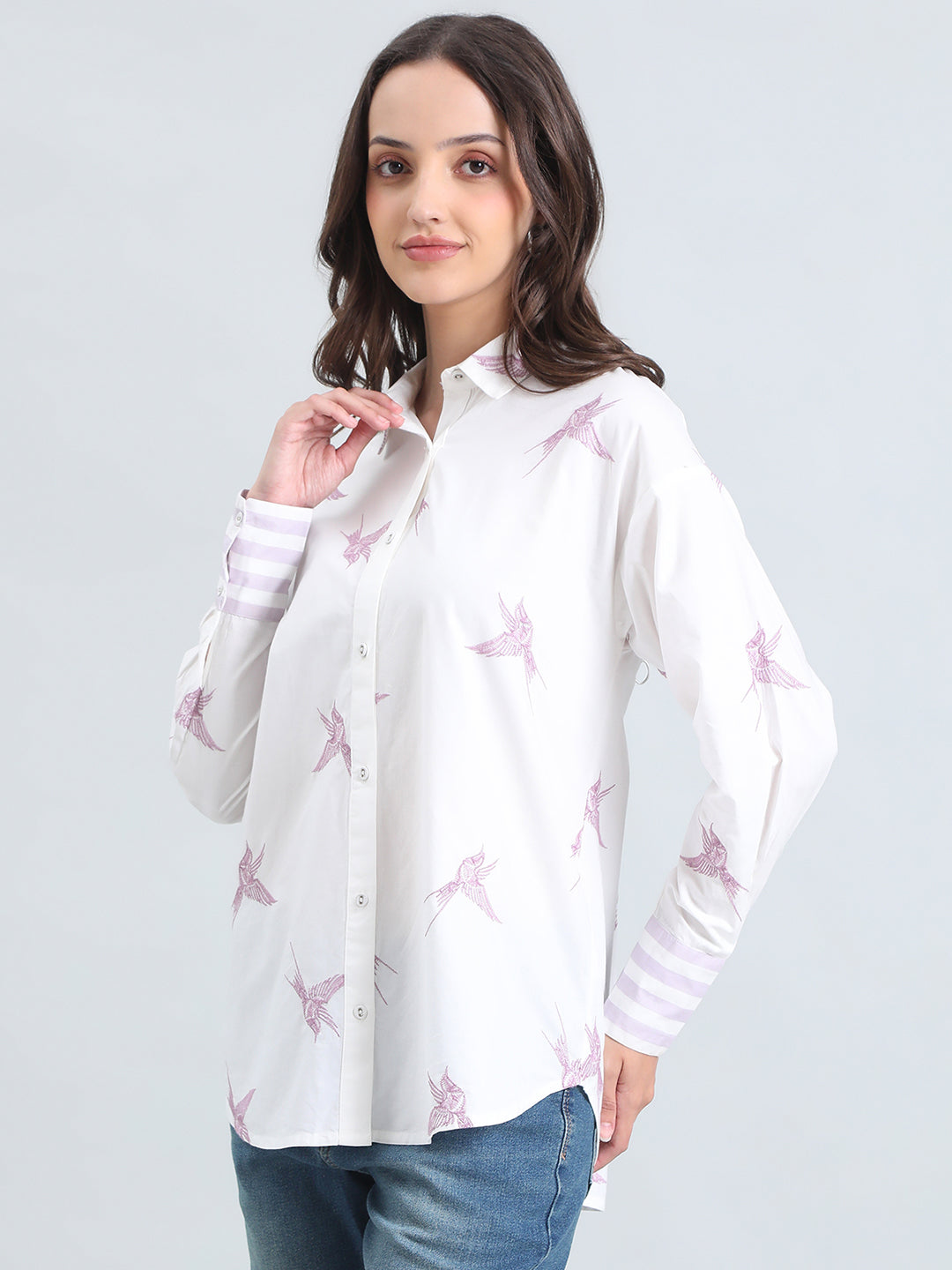 Cotton Embroidered Oversized Shirt