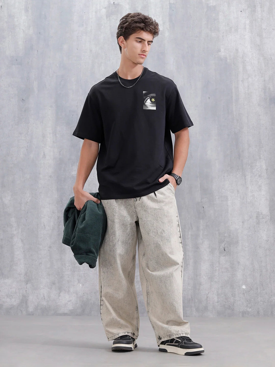 Bizarre Elements Oversized Cotton Back Print T-Shirt | Black