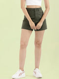 Olive Green Cotton Twill Shorts
