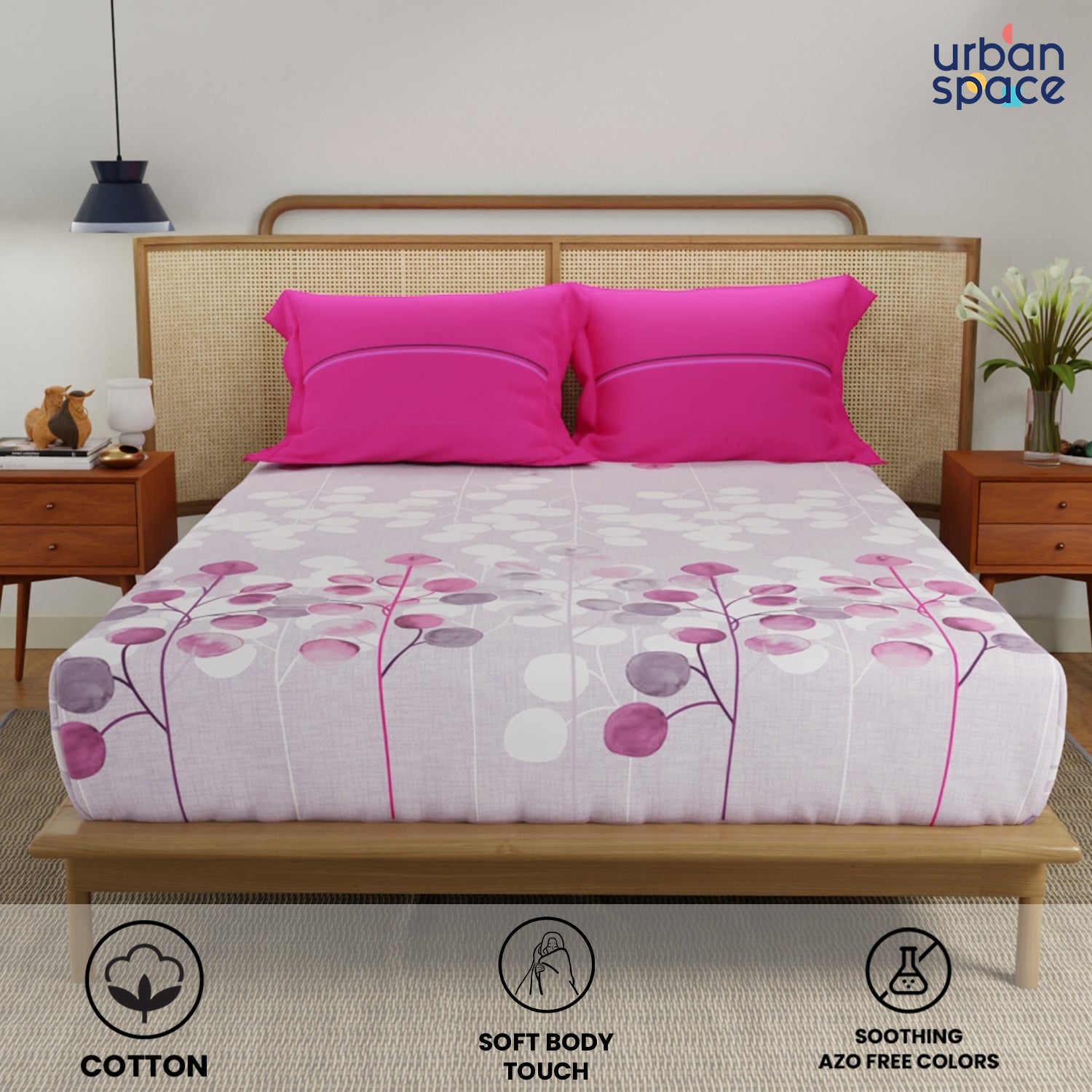 Divine Collection - Cotton Bedsheet With 2 Pillow Covers, Mars Purple