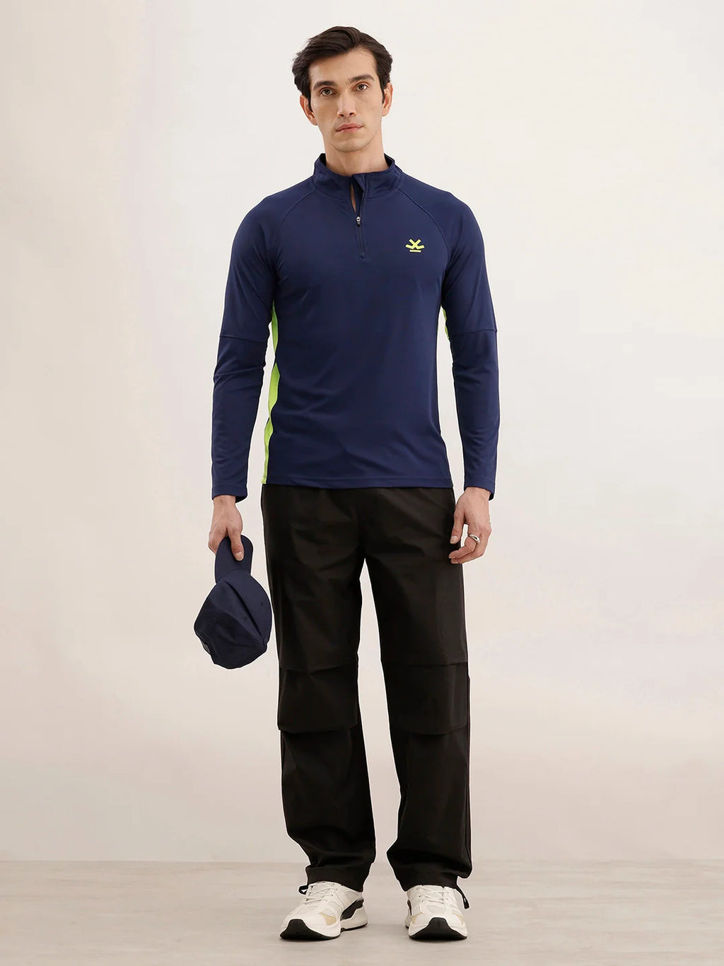 Slim Fit Full Sleeve Active T-Shirt | Navy Blue