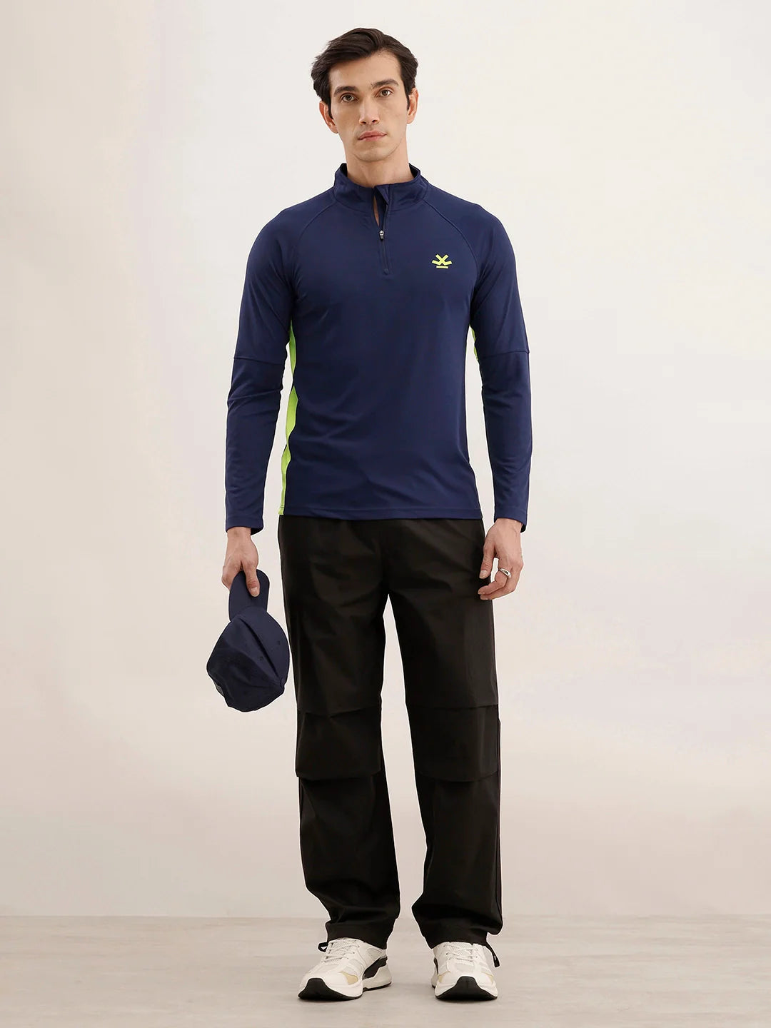 Slim Fit Full Sleeve Active T-Shirt | Navy Blue