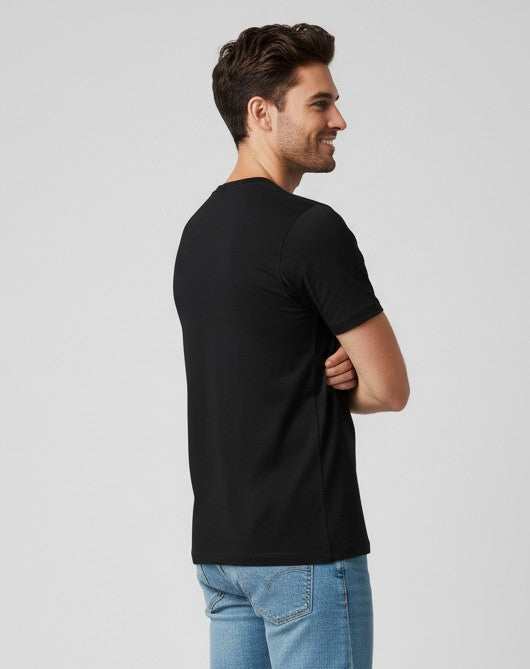 Men Printed Black Cotton Tshirt