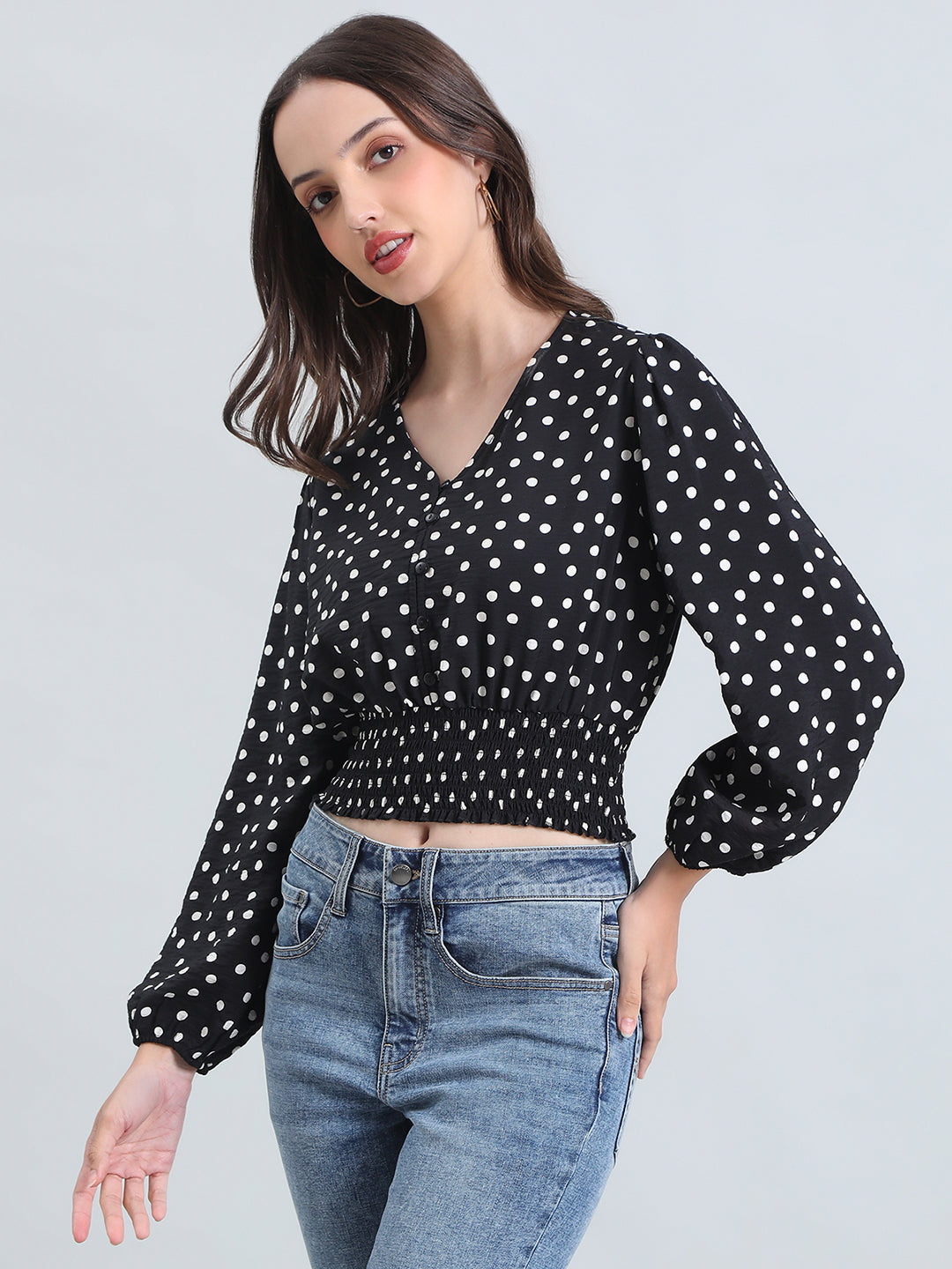 Hammered V-Neck Crop Top