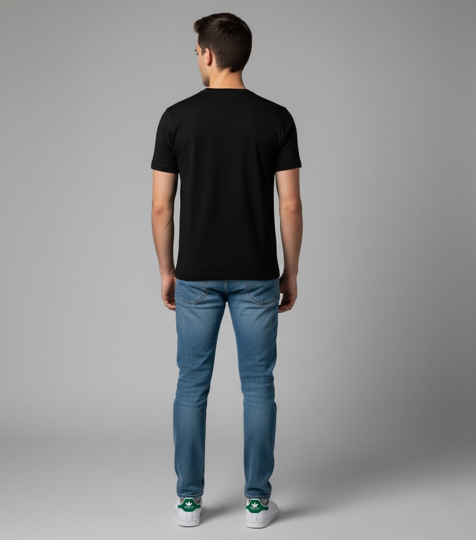 Men Printed Black Cotton Tshirt