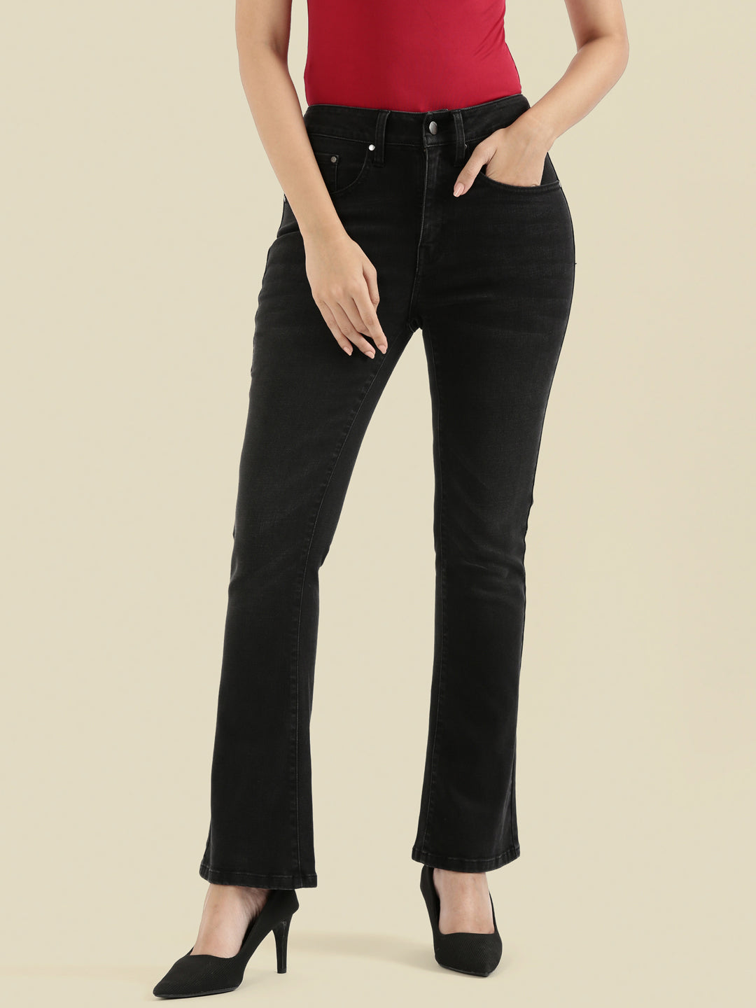 Black Denim Boot Cut Jeans