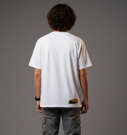 Men White Graphic Cotton Oversized T-Shirt