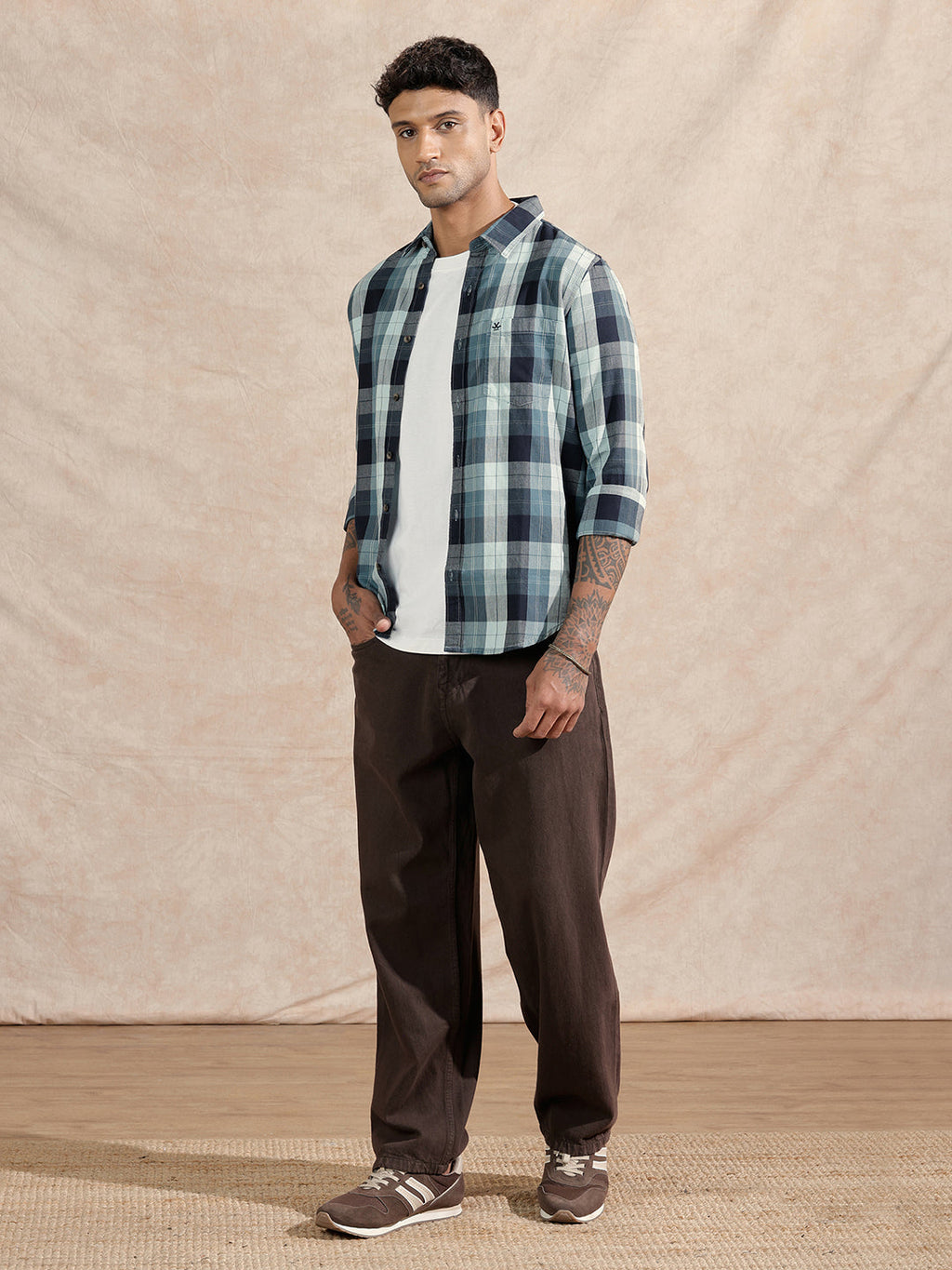 Micro Cord Checked Shirt | Green