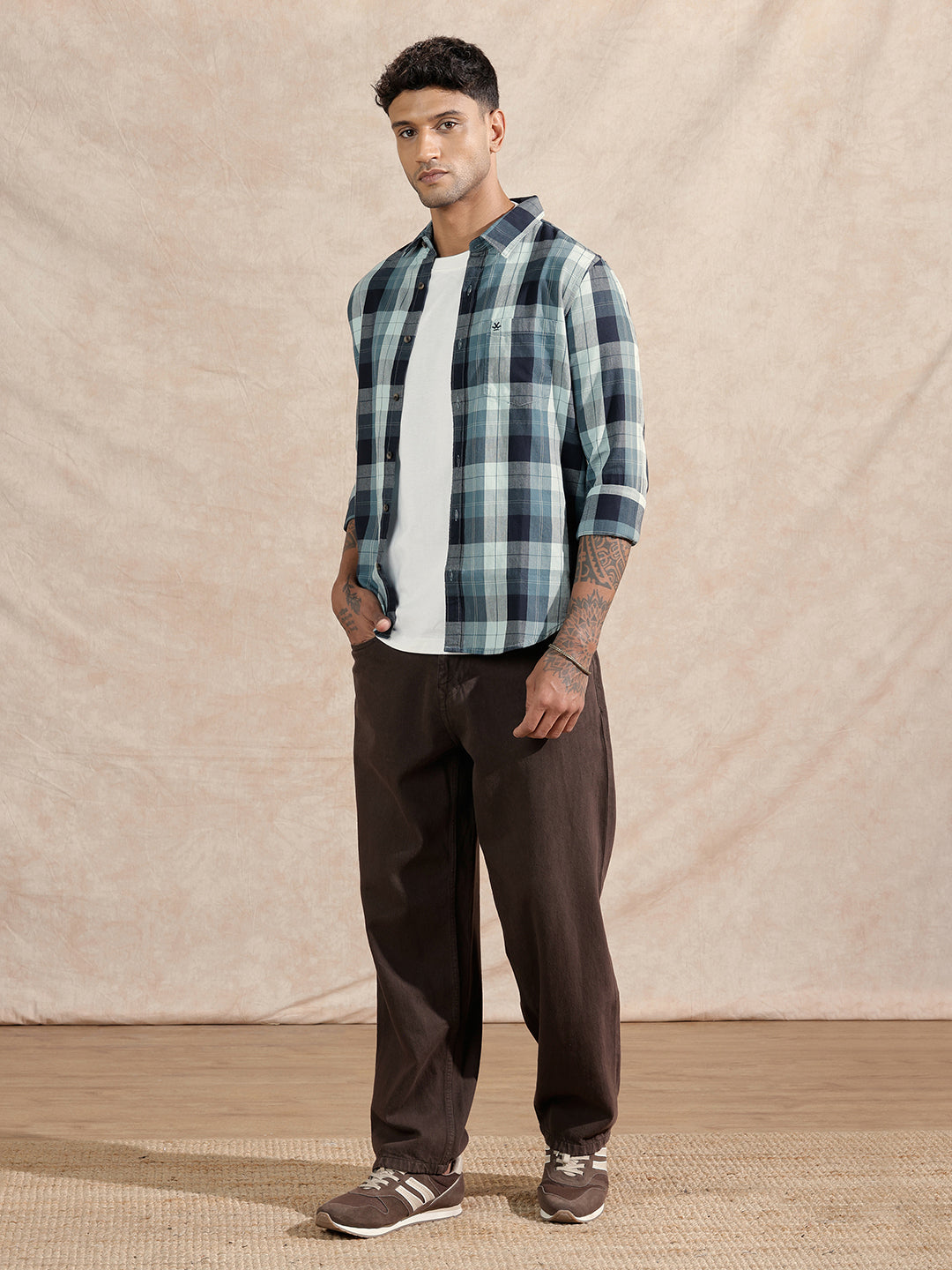 Micro Cord Checked Shirt | Green