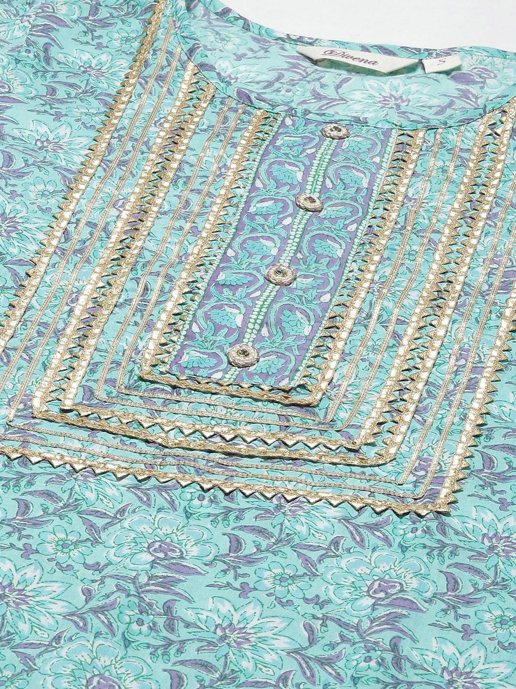 Divena Seagreen Cotton kurta Pant set with Dupatta