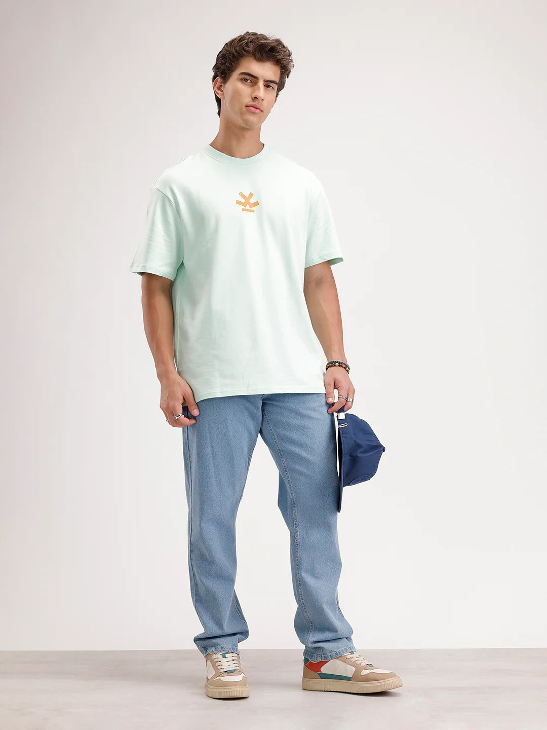 Oversized Back Printed T-Shirt  | Light Blue