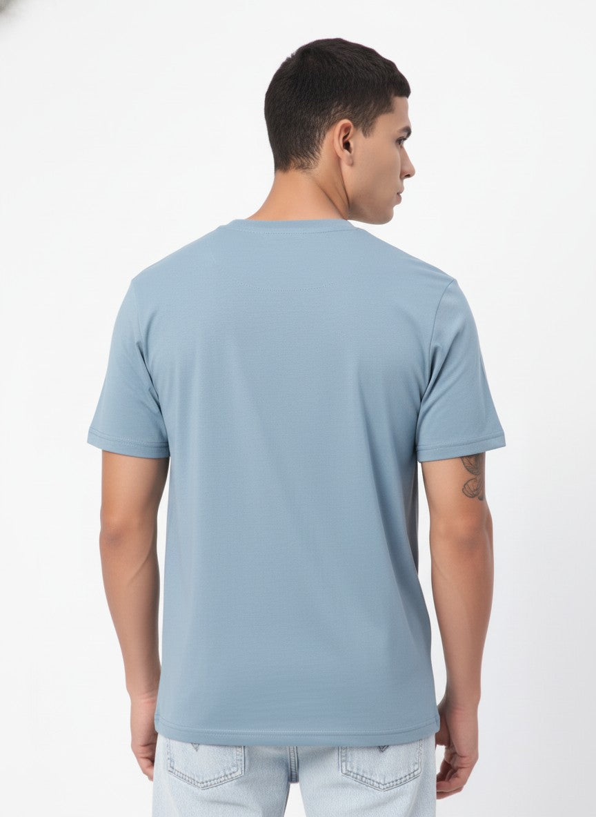 Men Cotton Ice Blue T-Shirt