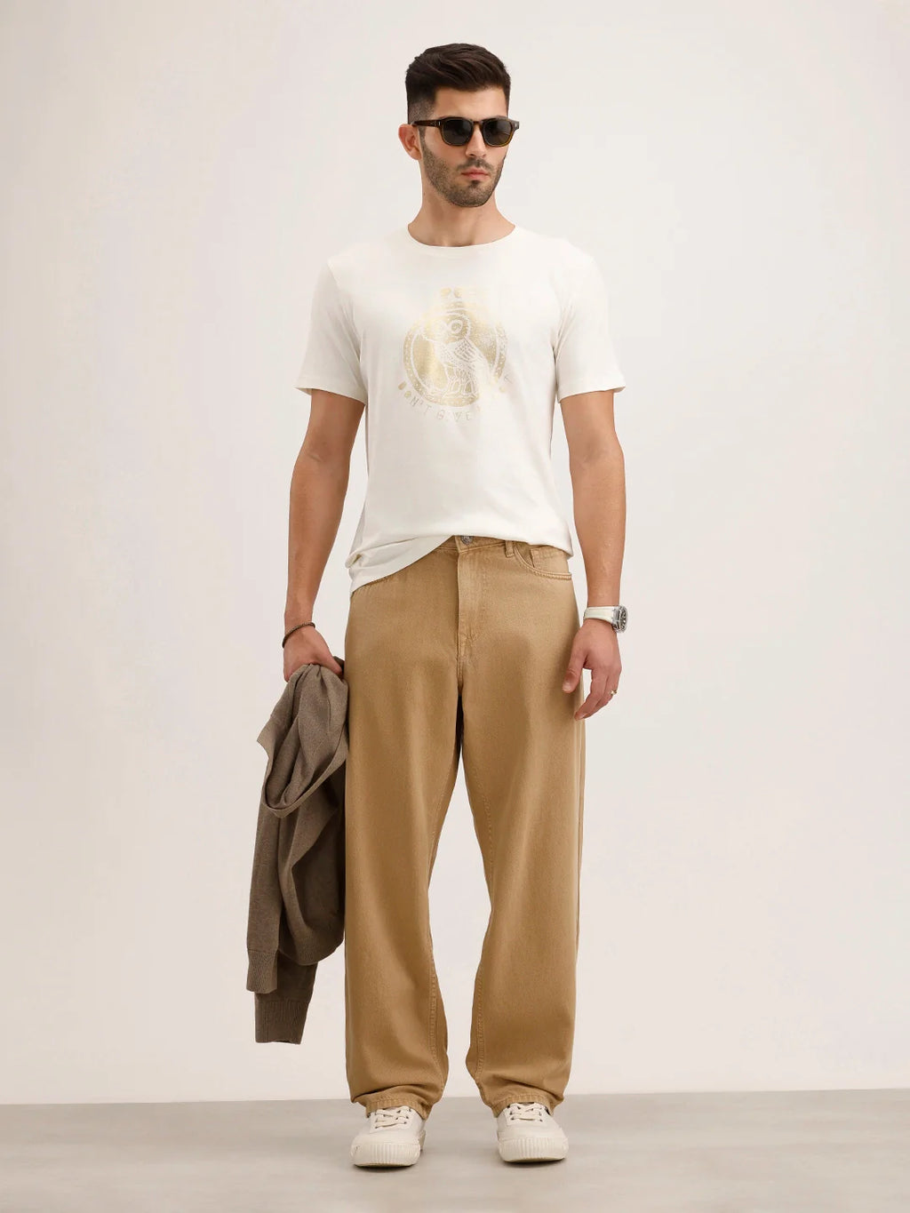 Slim Fit Placement Printed T-Shirt | Off White