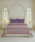 Home Essential Royal Bloom Queen Bedsheet Set, Rosario Purple| 144TC Cotton| 2 Pillow Covers