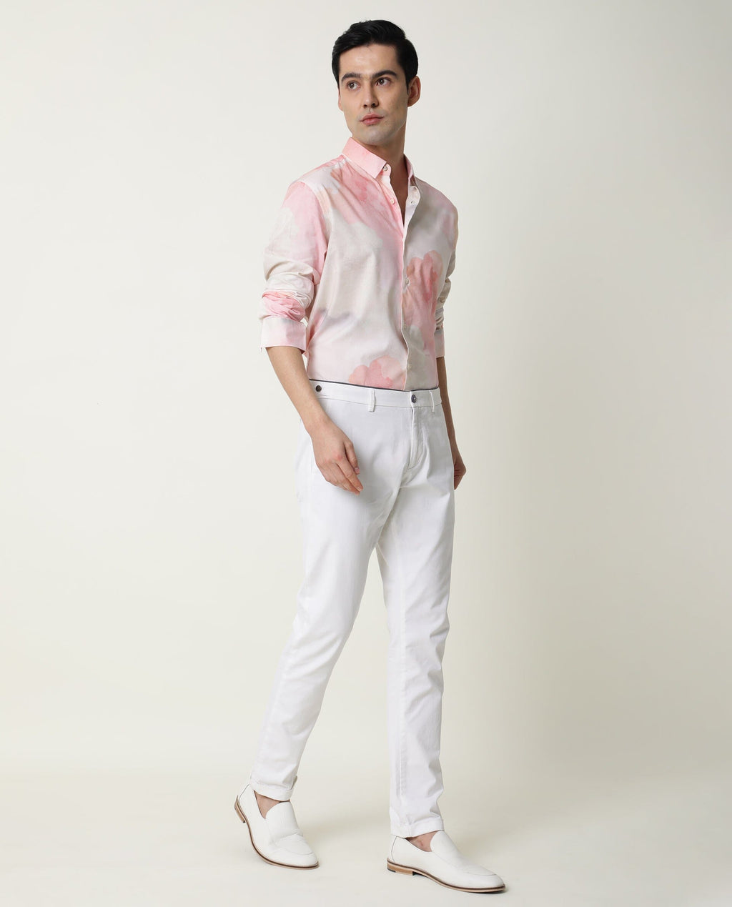 Rare Rabbit Men's Fife Pink Viscose Abstract Print Regular Fit Full Sleeve Collared Shirt